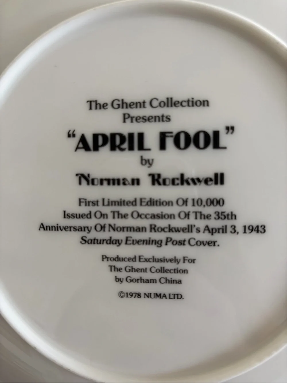 Norman Rockwell APRIL FOOL Collector Plate April 3, 1943, Saturday Evening Post